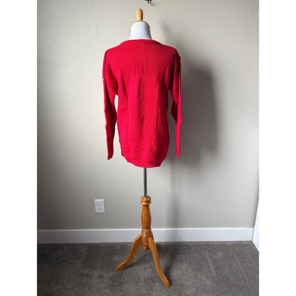 VTG Unique Marissa Christina Cottagecore Red Floral Embroidered Knit Sweater- M - Picture 10 of 10
